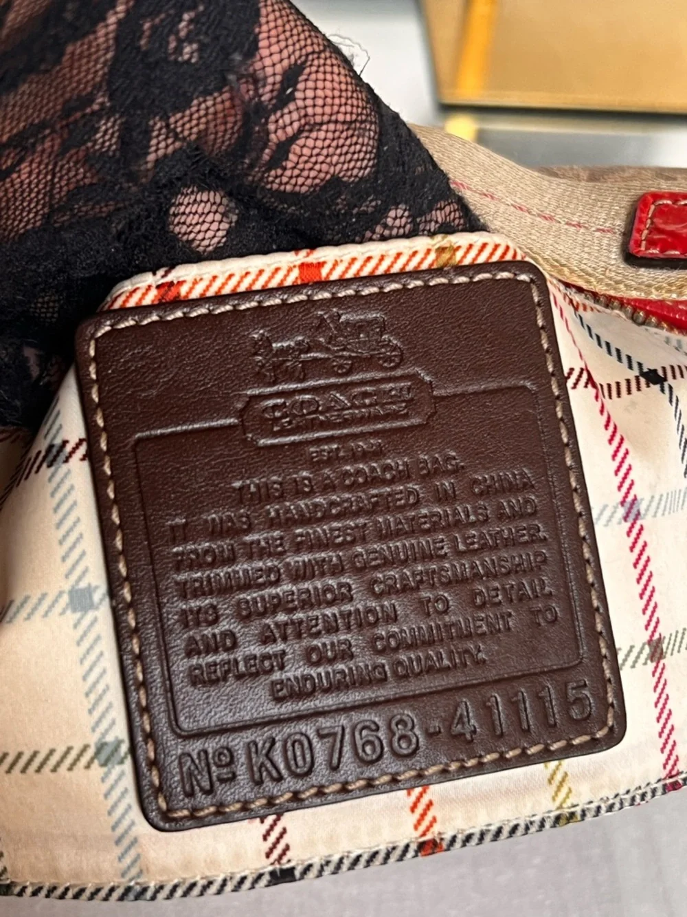 COACH Signature Y2K heritage legacy with Pink Center Stripe and Red Trim